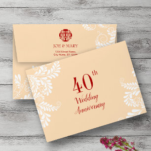 Enveloppe Invitation à l'anniversaire du Mariage chinois tra