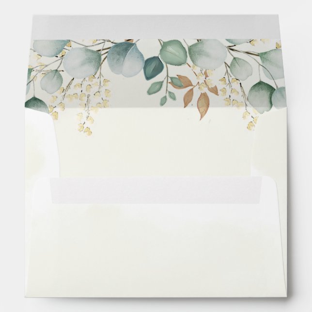 Enveloppe Invitation à l'aquarelle du Baby shower Eucalyptus (Dos (Bas))