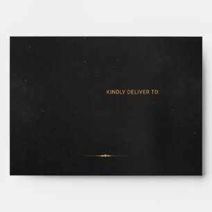Enveloppe Invitation à un mariage en noir et or massif