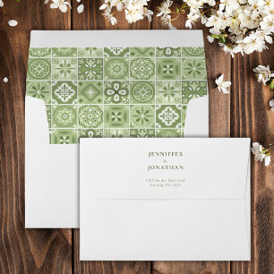 Enveloppe Invitation aux tuiles espagnoles vertes