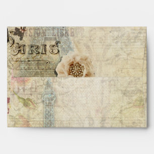 Enveloppe Invitation avec serrure et clé Fleurs roses de Par