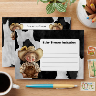 Enveloppe Invitation Baby shower Black Cowboy