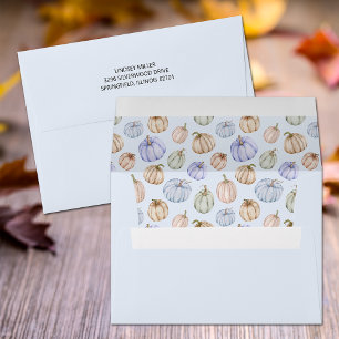 Enveloppe Invitation Baby shower Citrouille bleu