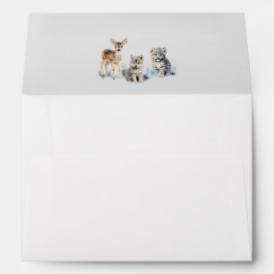 Enveloppe Invitation Baby shower des animaux des bois d'hive