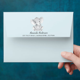Enveloppe Invitation Baby shower des jumeaux Eléphant