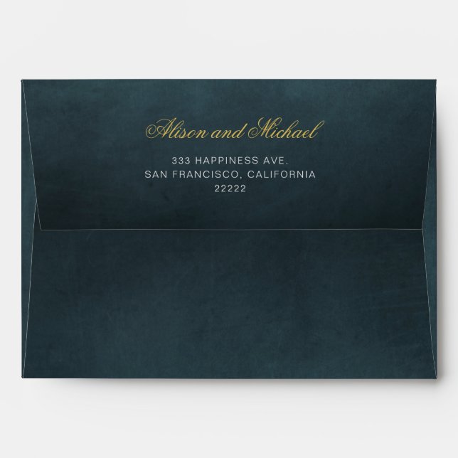Enveloppe Invitation Classique Elegant Custom Gold Script (Dos (Haut rabat))
