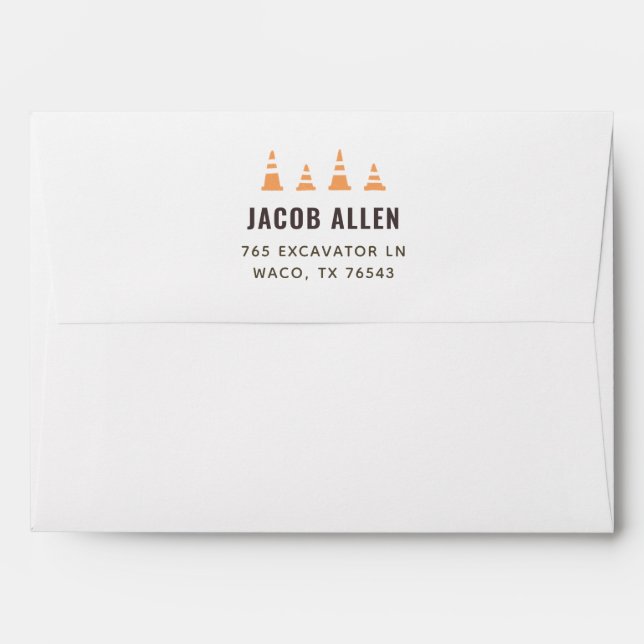 Enveloppe Invitation d'anniversaire de constructio (Dos (Haut rabat))