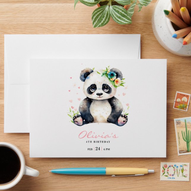 Enveloppe Invitation d'anniversaire Panda, Anniversaire de f (Desk)