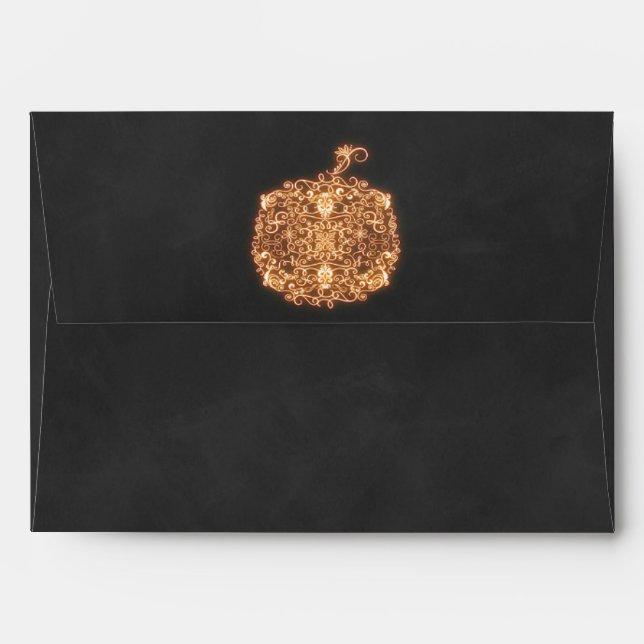 Enveloppe Invitation d'automne Filigree Orange brillant Citr (Dos (Haut rabat))
