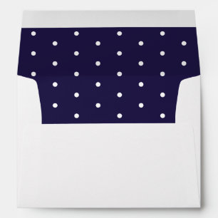 Enveloppe Invitation de mariage à motif pois bleu marine
