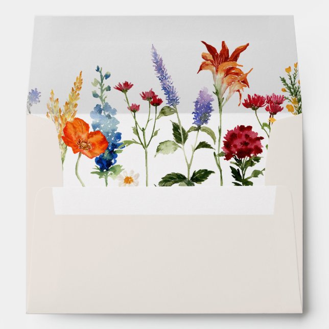 Enveloppe Invitation de mariage aux fleurs sauvages aquarell (Dos (Bas))