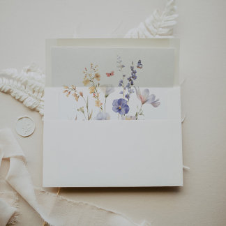 Enveloppe Invitation de mariage aux fleurs sauvages multicol