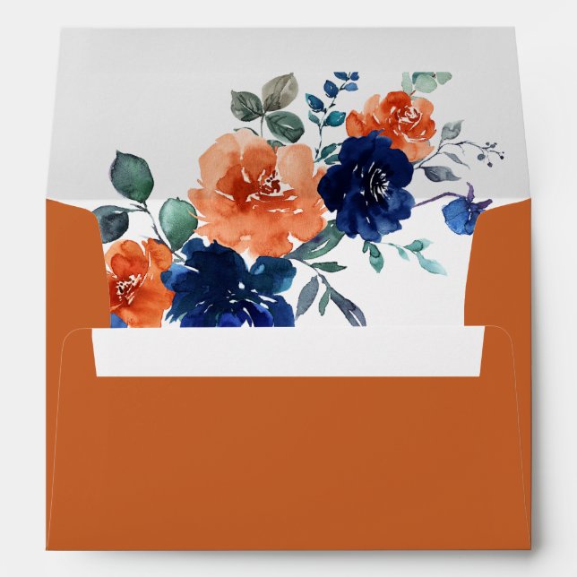 Enveloppe Invitation de Mariage de automne de rouille orange (Dos (Bas))
