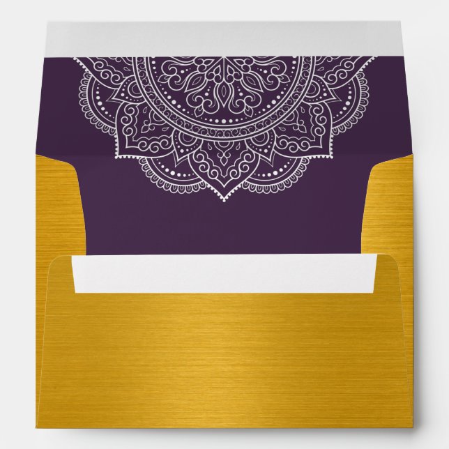 Enveloppe Invitation de Mariage indien Elegant Plum Paisley (Dos (Bas))