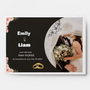 Enveloppe Invitation de mariage moderne noir