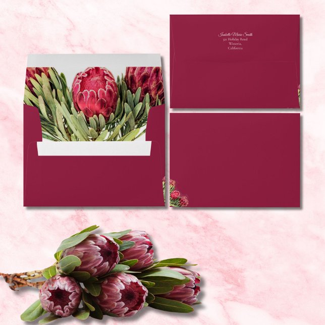 Enveloppe Invitation de mariage Olive Verte Florale Protea T (Créateur téléchargé)