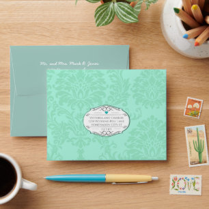 Enveloppe Invitation de Mint Mariage damassé moderne