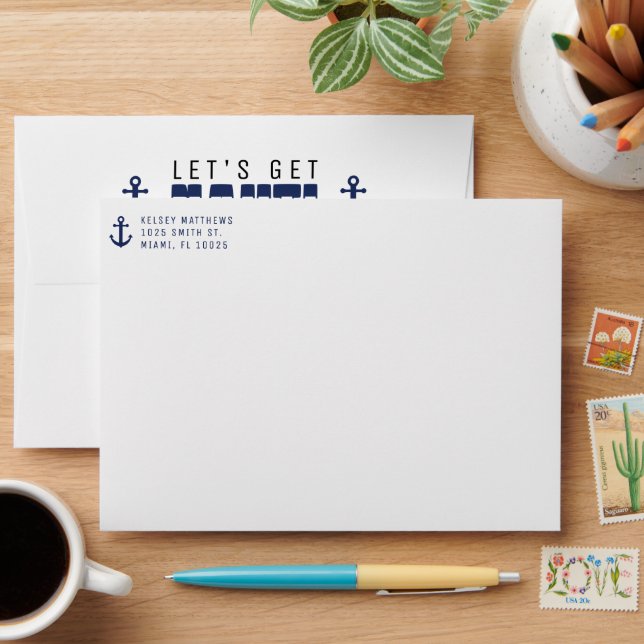Enveloppe Invitation de Nauti Bachelorette Party (Desk)
