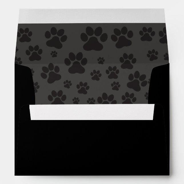 Enveloppe Invitation d'empreinte de patte noir et gris (Dos (Bas))