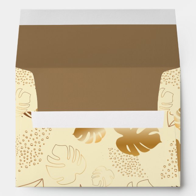 Enveloppe Invitation des feuilles d'or jaune (Dos (Bas))