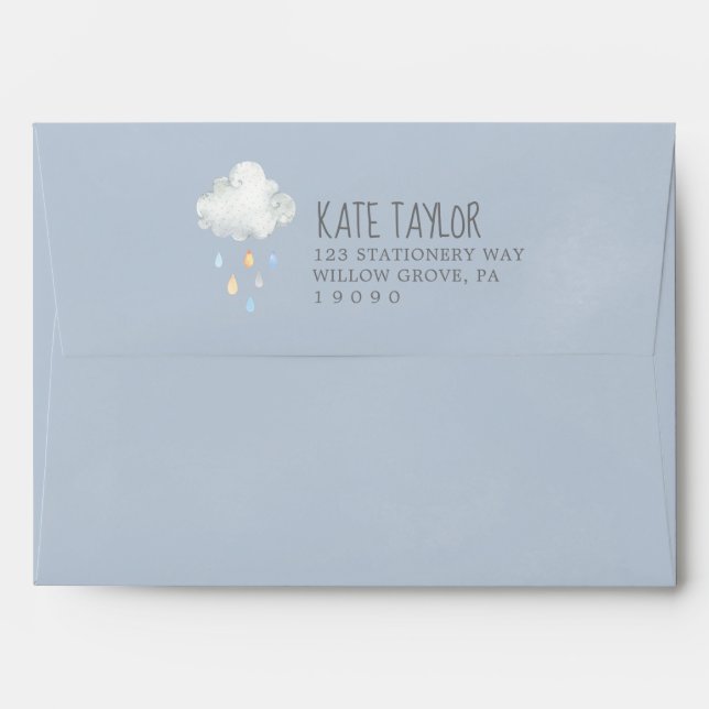 Enveloppe Invitation du Baby shower de pluie Cloud Boy (Dos (Haut rabat))