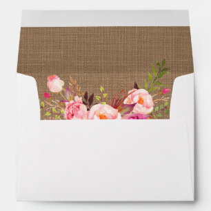 Enveloppe Invitation florale rose Burlap Rustique