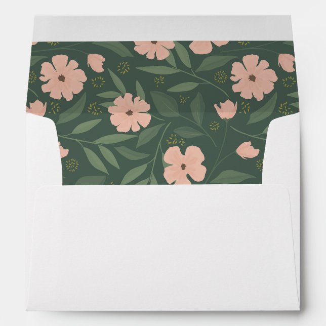 Enveloppe Invitation florale rose pâle personnalisée (Dos (Bas))