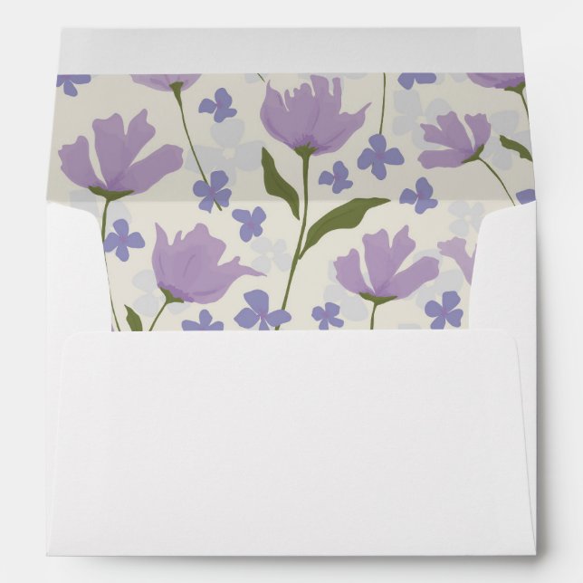 Enveloppe Invitation personnalisée Dusty Purple Floral (Dos (Bas))