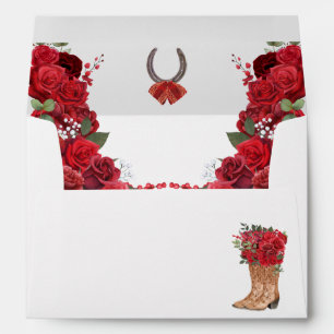 Enveloppe Invitation Red Floral Western Charro