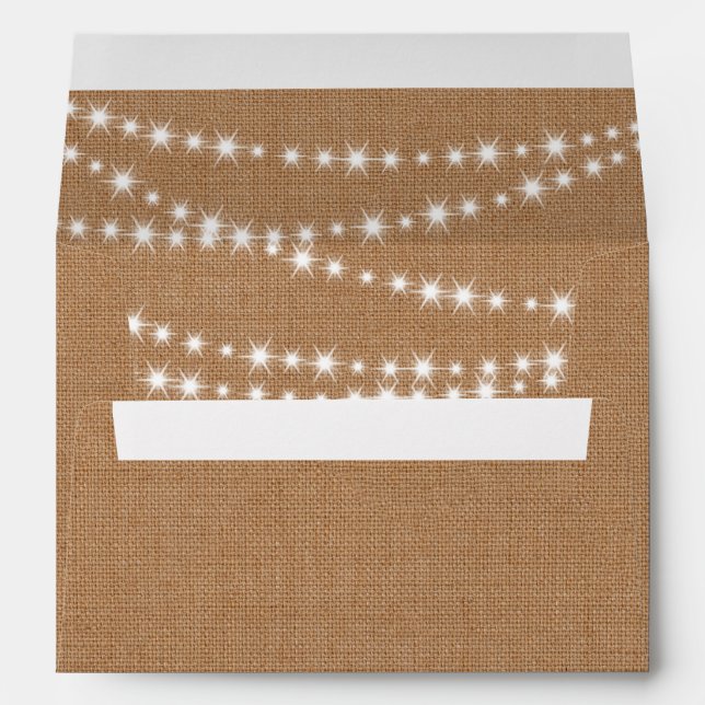 Enveloppe Invitation Twinkle Lights sur burlap (Dos (Bas))
