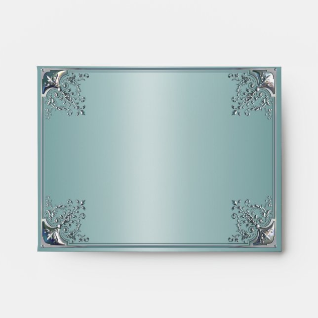 Enveloppe Invitations de mariage blanc bleu turquoise (Devant)