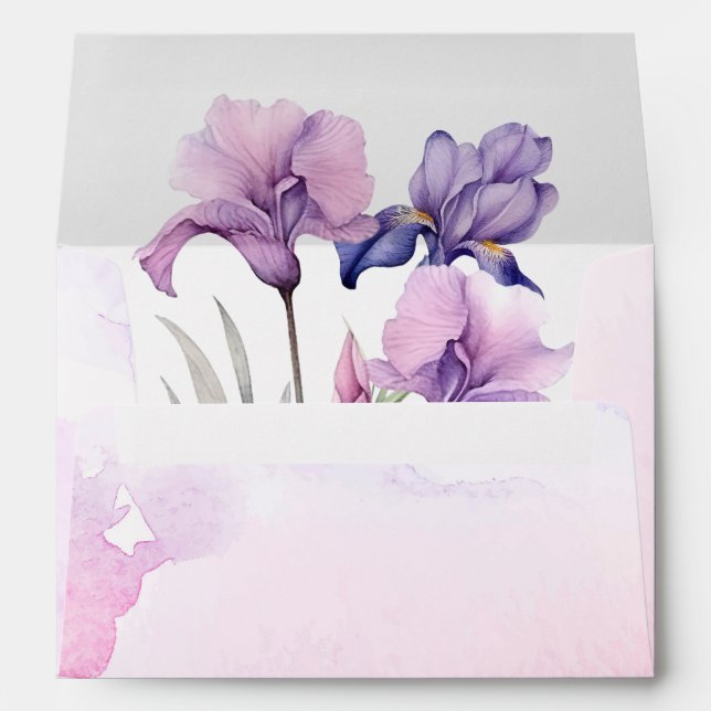 Enveloppe Iris Lilac douche nuptiale (Dos (Bas))