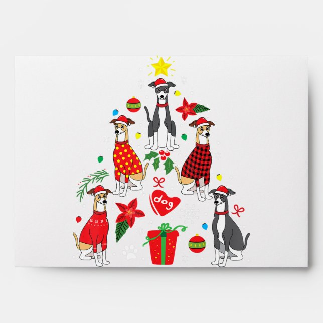 Enveloppe Italien Greyhound Ornament Arbre de Noël Chien Mam (Devant)