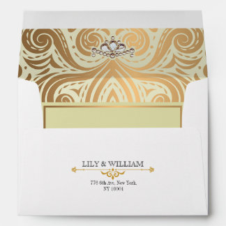 Enveloppe Ivoire Élégant Art Déco Diamant Or Mariage