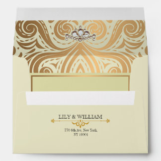 Enveloppe Ivoire Élégant Art Déco Diamant Or Mariage