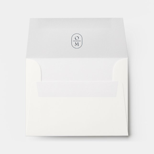 Enveloppe Ivory | Chic Minimalist Monogram Wedding RSVP (Dos (Bas))