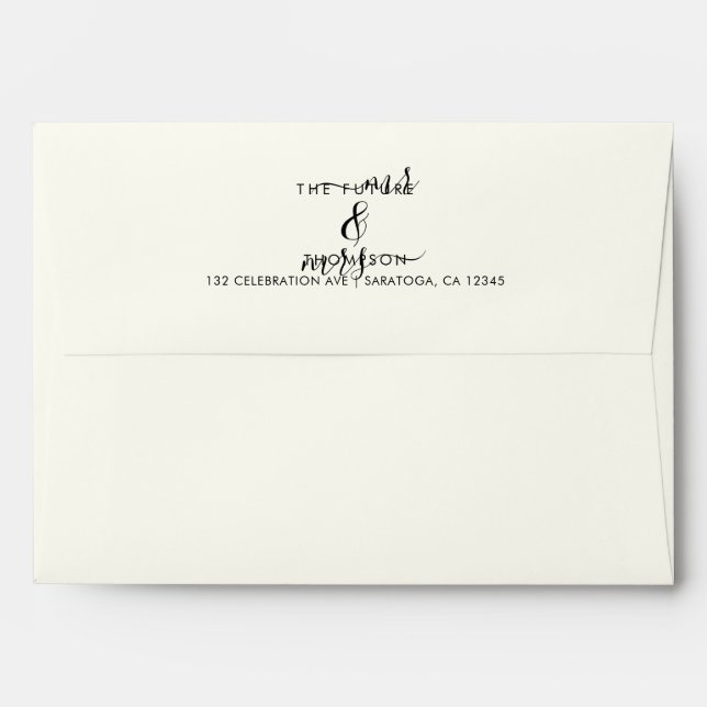 Enveloppe Ivory Chic Script Future Mme et M. Aller Adresse (Dos (Haut rabat))