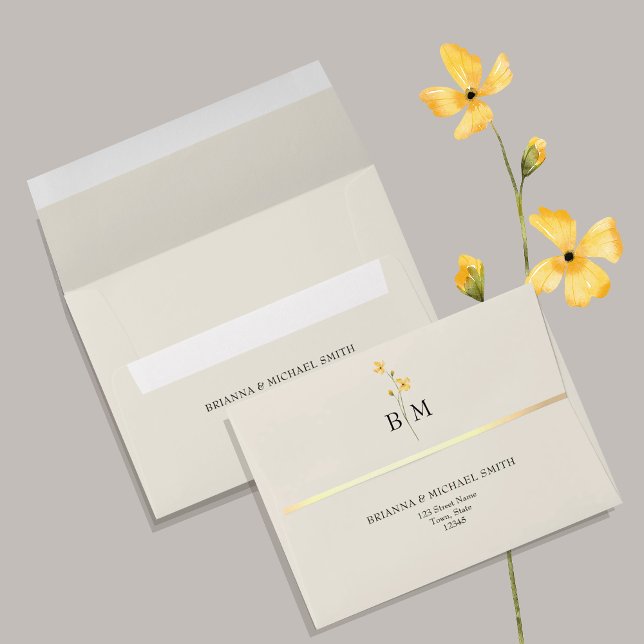 Enveloppe Ivory Gold Monogram Wedding (Créateur téléchargé)