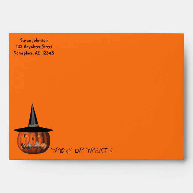 Enveloppe Jack-o'-lantern Citrouille sorcier Casquette Hallo (Devant)
