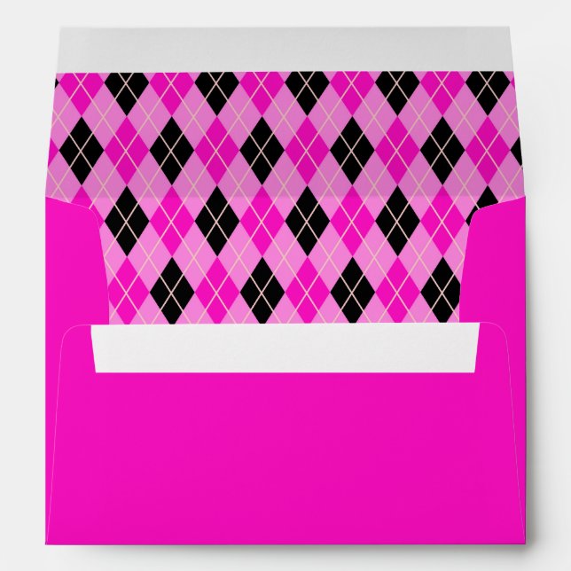 Enveloppe Jacquard rose et noir choquant (Dos (Bas))