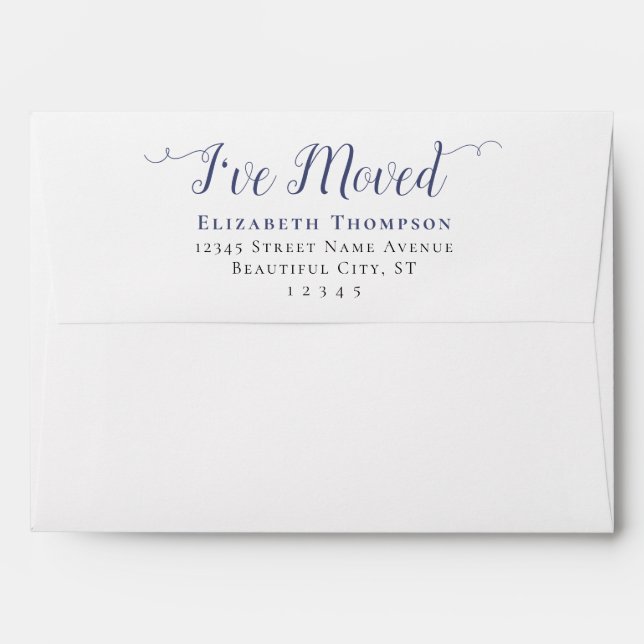 Enveloppe J'Ai Déplacé Nouvelle Adresse Dusty Blue Script Mo (Dos (Haut rabat))