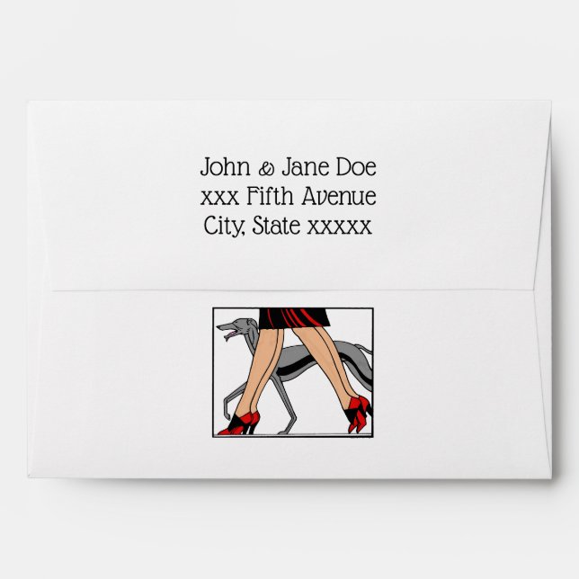 Enveloppe Jambes Art déco femmes Greyhound Whippet Chien R (Dos (Haut rabat))