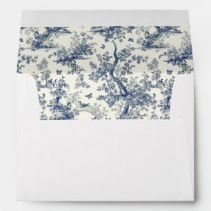Enveloppe Jardin aux papillons bleus Toile de Jouy