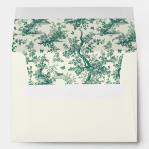 Enveloppe Jardin aux papillons verts Vintages Toile de Jouy