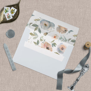 Enveloppe Jardin de Cottage Pastel Bleu Corail Pêche
