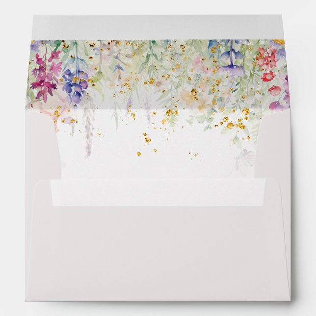 Enveloppe Jardin Fleur aquarelle Mariage photo moderne (Dos (Bas))