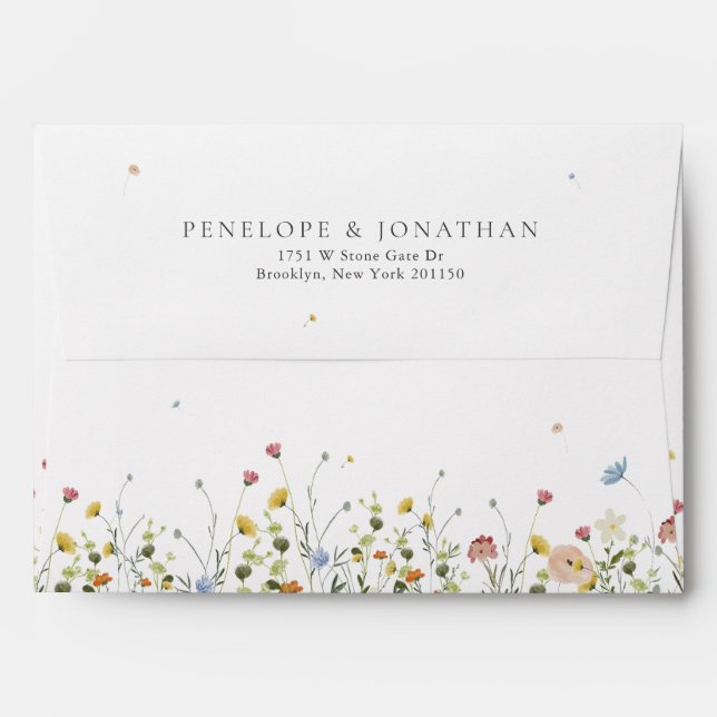 Enveloppe Jardin Fleur sauvage de printemps Floral minimalis (Dos (Haut rabat))