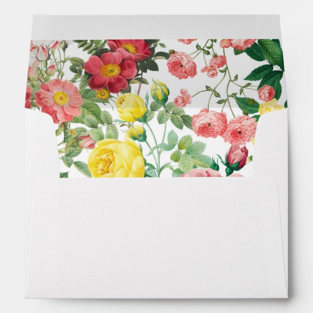 Enveloppe Jardin Floral, Aquarelle 5x7 Faire-part de mariage (Dos (Bas))