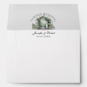 Enveloppe Jardin romantique Mariage Floral Arch Fontaine