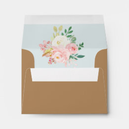 Enveloppe Jardin rose botanique Roses Brown RSVP Mariage